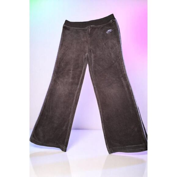 Vintage Nike Girls Brown Velour Track Pants Size 5 – Purple Logo & Side Stripe - Picture 3 of 7